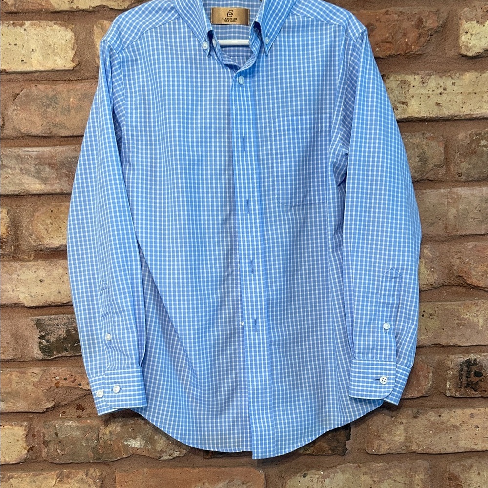 Class Club Kids Light Blue Plaid Button-Down Shirt